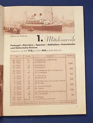 Billige Hamburg- Süd Mittelmeerreisen März bis Juni 1934 Or. Prospekt js