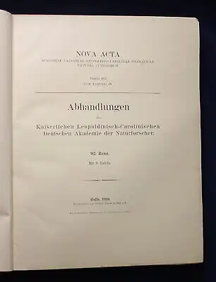 Wangerin Nova Acta Abhandlungen der Naturforscher 1910 / 92. Band Leopoldina js