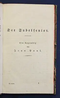 Jean Paul Sämmtliche Werke 20. Bd "Der Jubelsenior" 1826 Klassiker sf