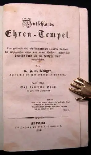 Kröger Deutschlands Ehren- Tempel 2 Bde.(v. 3) 1833 selten Geschichte Militaria