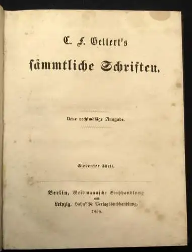 C. F. Gellert`s sämmtliche Schriften 10 Bände 1858 Belletritistik Lyrik js