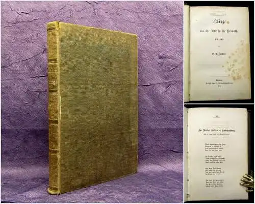 Heubner Klänge aus der Zelle in die Heimat 1859 Belletristik Lyrik Literatur mb