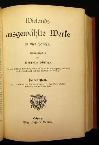 Bölsche Wieland`s ausgewählte Werke 4 Bde. in 1 Buch um 1895 Belletristik js