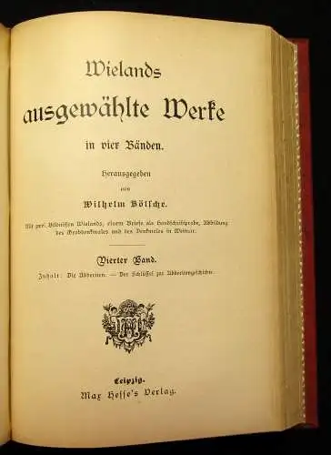 Bölsche Wieland`s ausgewählte Werke 4 Bde. in 1 Buch um 1895 Belletristik js