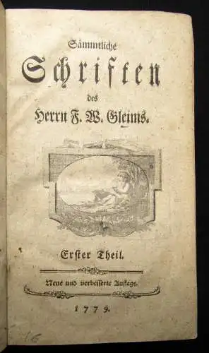 sämmtliche Schriften des Herrn F. W. Gleims 1779 8 Teile in 1 Band Belletristik