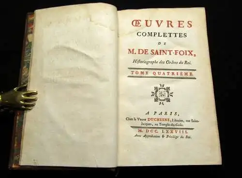Saint-Foix 1778 Oeuvres Complettes de M. de Saint Foix, ... 6 Bde. am