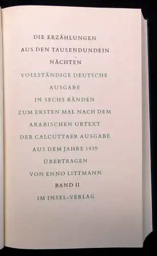 Littmann Die Erzählungen aus den Tausendundein Nächten Bd. 1-7 Insel-Verlag 1961