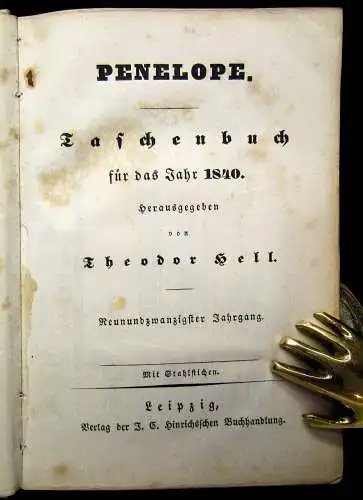 Hell Penelope Taschenbuch für das Jahr 1840 Belletristik Literatur Lyrik mb