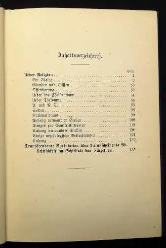 Schopenhauer Arthur Ueber Religion und Schicksal 1891 Lyrik Literatur js