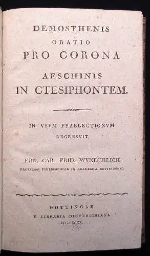 Demosthenes Demosthenis oratio de corona. Aeschinis in Ctesiphontem 1810 j