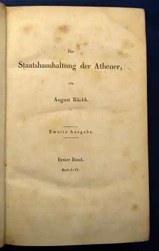 Böckh Die Staatshaushaltung der Athener 2 Bde. (v.3) 1851 Gesellschaft Politik j