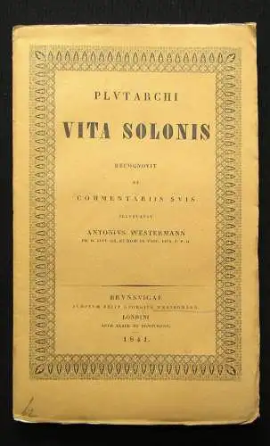 Westermann Plutarchi Vita Solonis 1840 Philosophie Belletristik js