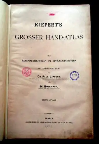 Kiepert 1896 Kieperts Grosser Hand-Atlas Weltkarten, Geographie am