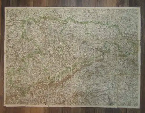 Sachsen vor 1918 Karte auf Leinen gezogen , um 1915 59x 80 cm Führer Saxonica js
