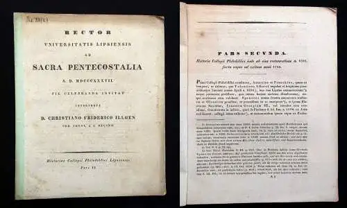 Rector Universitatis Lipsiensis Ad Sacra Pentecostalia A.D. MDCCCXXXVII 1837 js