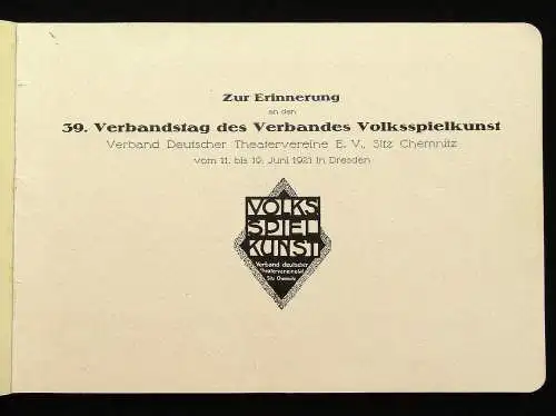 Festschrift Verbands- Tagung 1921 Dresden Sachsen Saxonica Führer  js