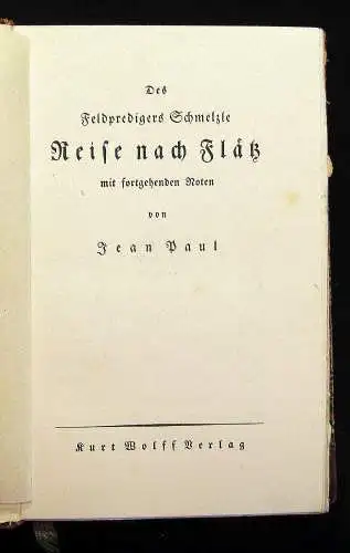 Paul, Jean Des Feldpredigers Schmelzle Reise nach Flätz mit fortgehenden Noten j