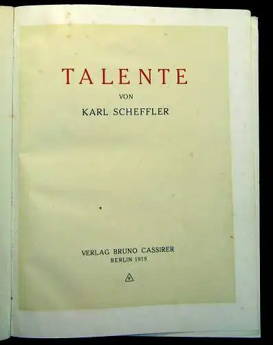 Scheffler Talente 1919 Geschichte Kunst mb