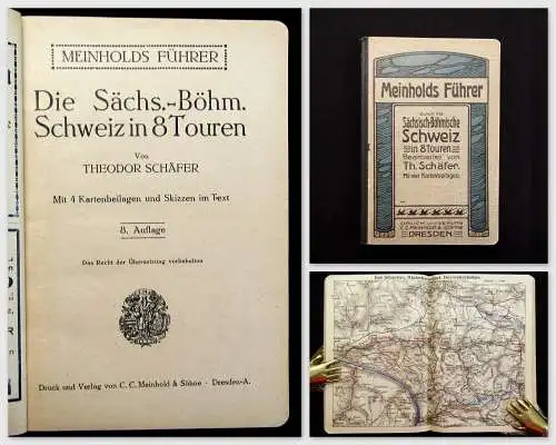 Schäfer Meinholds Führer  sächs.-böhmische Schweiz in 8 Touren um 1925 Guide mb