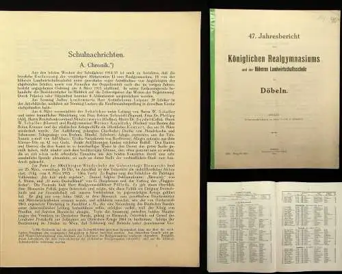 47.Jahresbericht des Kgl. Realgymnasiums u. Landwirtschaftsschule zu Döbeln 1916