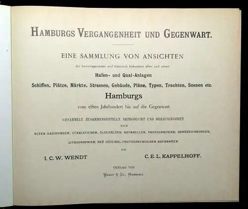 Wendt, Kappelhoff Hamburgs Vergangenheit und Gegenwart Reprint 1980 (1896) 2Bde