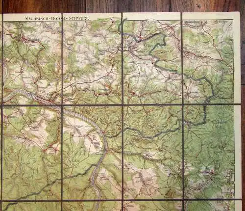 Meinholds Karte der Sächsischen Schweiz Maßstab 1:50 000 Grosse Ausgabe 1920 js