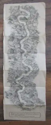 Liithographie Leporello Die Elbe zwischen Leitmeritz-Mühlberg um 1900 js