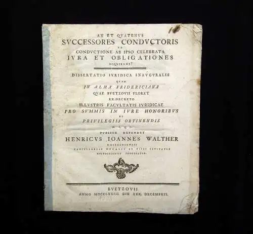 Walther, Heinrich Johann 1773 An Et Qvatenvs Svccessores Condvctoris Ex ... am