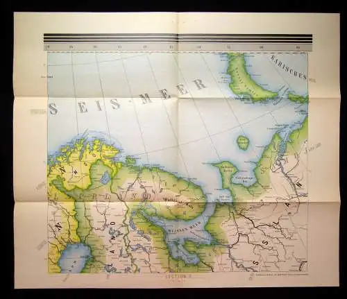 Karte Nördliches Eismeer Section 3 um 1910 59 x 59 cm Adolf Henze Verlag js