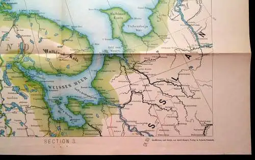 Karte Nördliches Eismeer Section 3 um 1910 59 x 59 cm Adolf Henze Verlag js