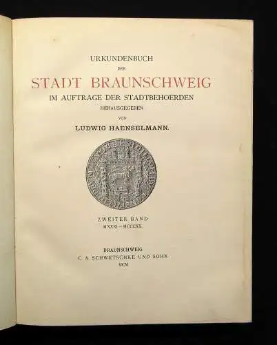 Hänselmann Urkundenbuch der Stadt Braunschweig  Bd.1-4 komplett 1873- 1912 js