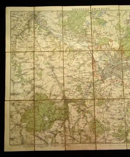 Meinholds Karte von Dresdens Umgebung 53 x 66 cm um 1915 Ortskunde Führer Guide