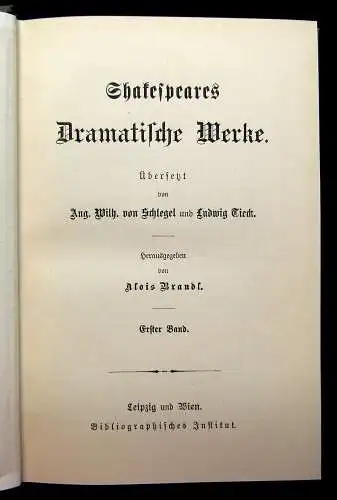 Schlegel Tieck Shakespears Werke 10 Bde um 1897 Belletristik Klassiker