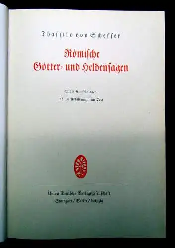 Scheffer, Thassilo Römische Götter- und Heldensagen 8 Kunstbeilagen 40 Abb. 1926