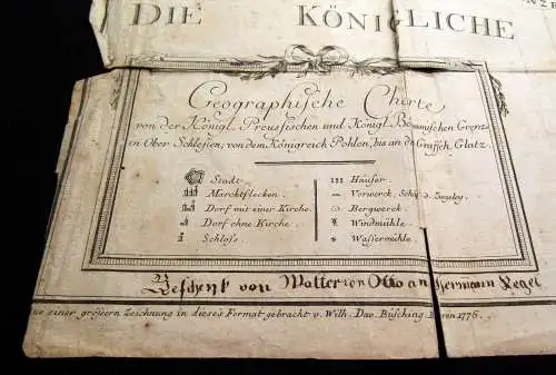 Büsching Geographische Carte der preussisch- böhmischen Grenze sehr selten 1776