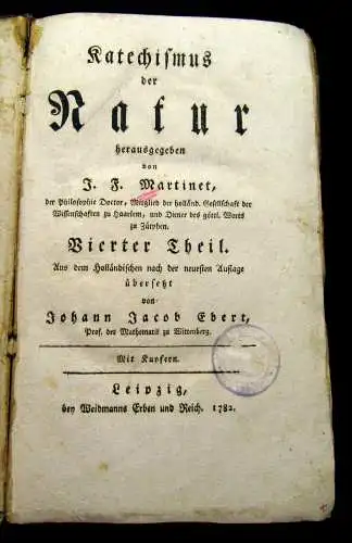 Katechismus der Natur, Martinet, 1779, zahlreiche Kupfertafeln, Aufklärung