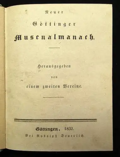 Neuer Göttinger Musenalmanach 1832 Ex Libris Adolf Spamer Goldschnitt