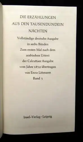 Littmann, Enno 1854 Die Erzählungen aus den Tausendundein Nächten - 6 Bde.