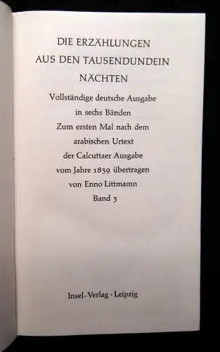 Littmann, Enno 1854 Die Erzählungen aus den Tausendundein Nächten - 6 Bde.