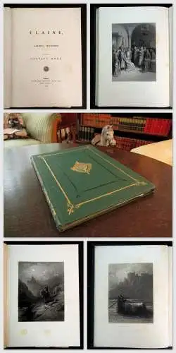 Tennyson Alfred Elaine 1867 Gustav Dore dekorativ Rundumgoldschnitt 9 Tafeln