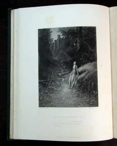 Tennyson Alfred Elaine 1867 Gustav Dore dekorativ Rundumgoldschnitt 9 Tafeln