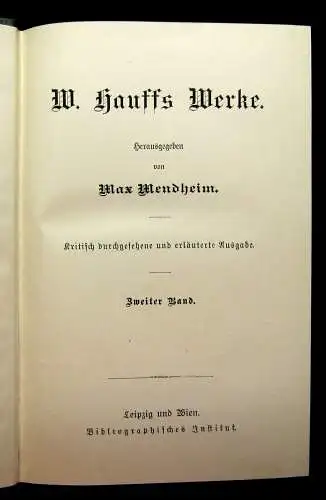 Mendheim W. Hauff´s Werke Band 1-4 um 1890 Belletristik Klassiker Literatur