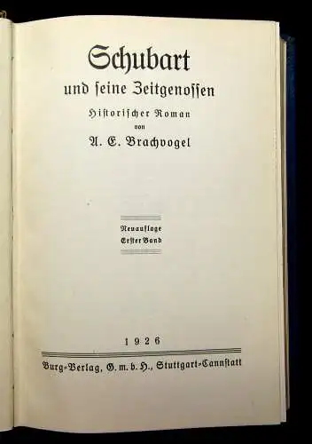 Brachvogel Schubart und seine Zeitgenossen 2 Bde 1926 Buchbinder-Handeinband