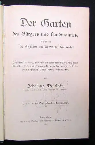 Wesselhöft Der Garten des Bürgers und des Landmannes 1884 Botanik EA
