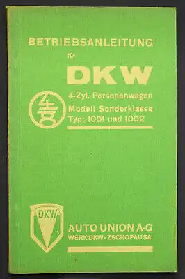 Original Prospekt Betriebsanleitung DKW 4 Zyl.-Personenwagen 1001 & 1002 1935 sf