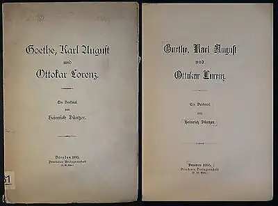 Goethe, Karl August und Ottokar Lorenz Ein Denkmal von Heinrich Düntzer 1895 xz