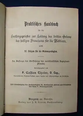 Thaler Praktisches Handbuch f. die Seelsorgspriester ohne Jahr Theologie js