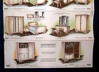 Original Möbelkatalog Kommoden um 1930 Art Deco Chippendale Leporello sf