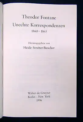 Streiter-Buscher Theodor Fontane Unechte Korrespondenzen 2 Bde 1996 sf