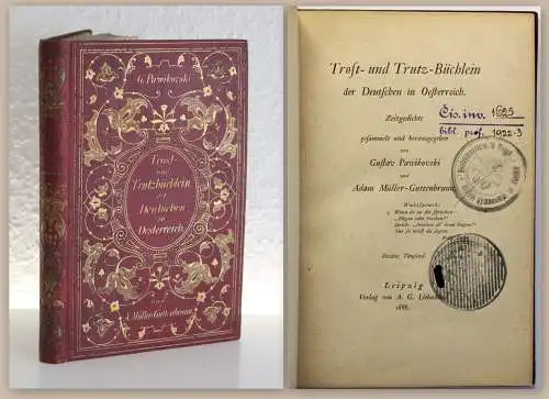 Pawikovski Trost- und Trutz-Büchlein Zeitgedichte 1888 Lyrik Dichtkunst xz
